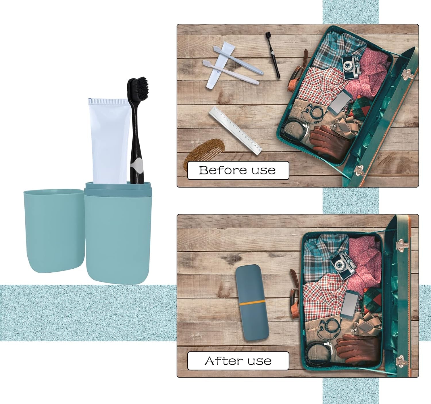 Travel Toothbrush & Toothpaste Case, Toothbrush Travel Holder with Cup Portable Travel Toothbrush Case Holder Toothbrush Travel Container for Camping School Business Trip Bathroom